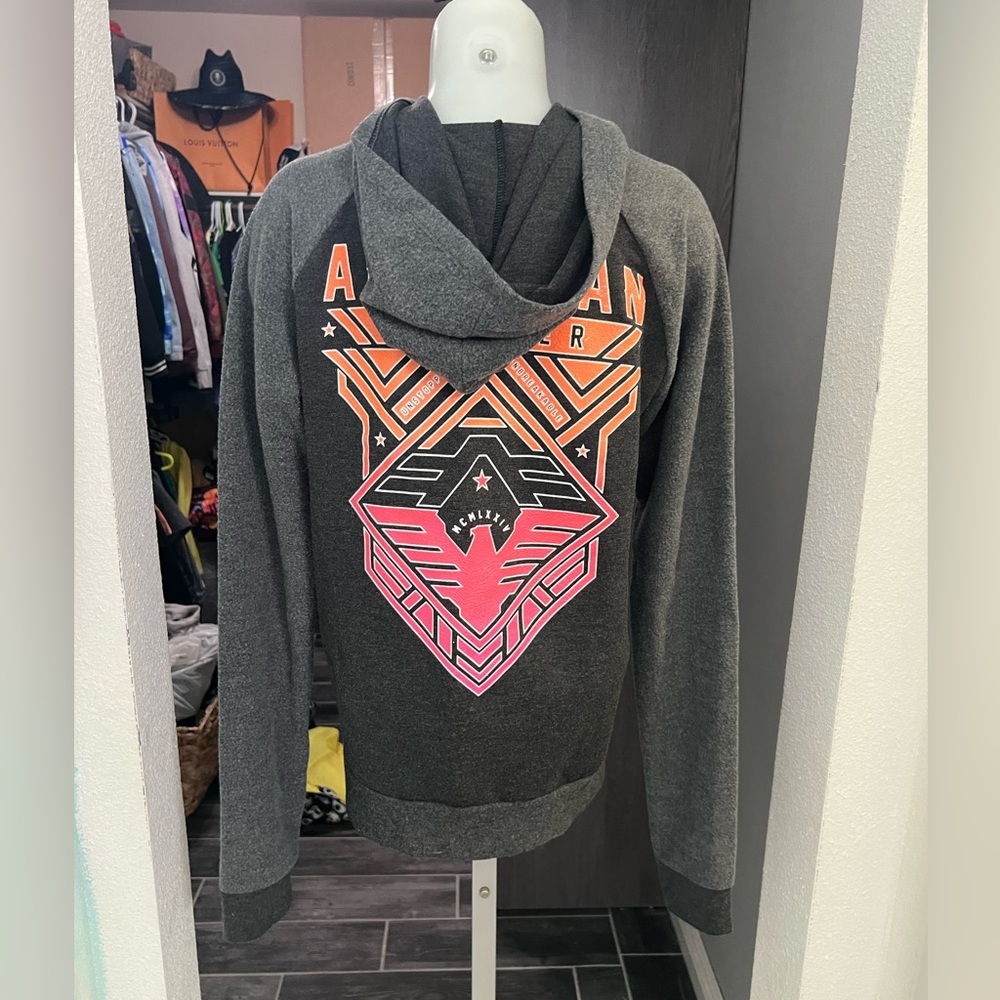 American Fighter Gray and Pink Hoodie - Picture 7 of 9